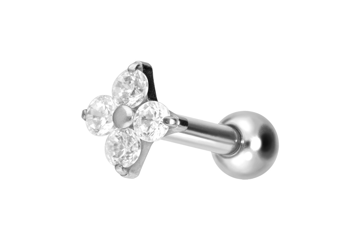 Titan Ohrpiercing mit Innengewinde KRISTALLBLUME